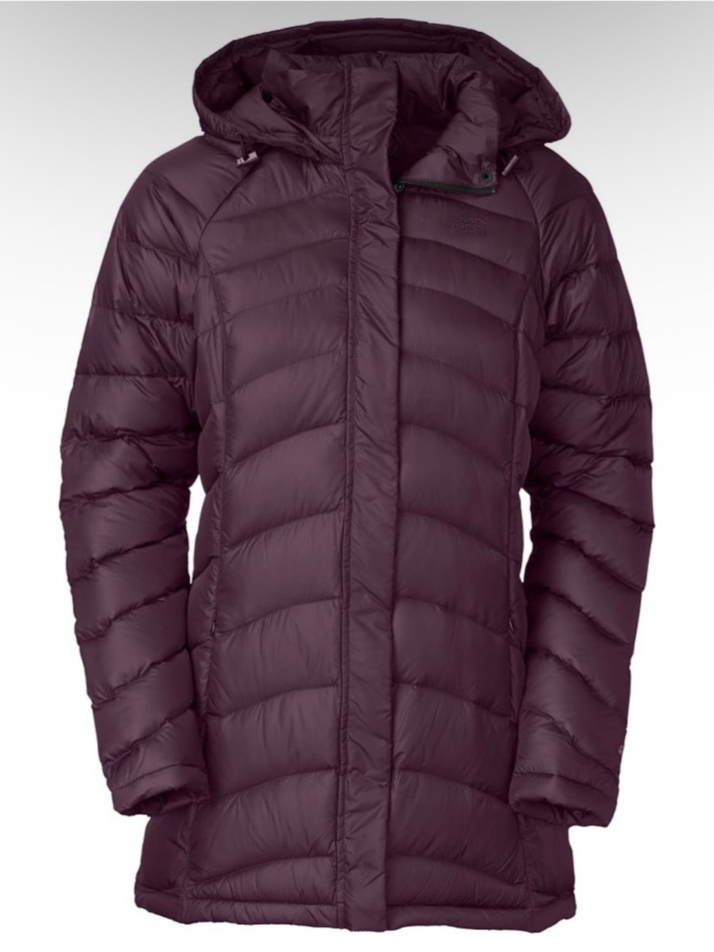 The North Face Transit Jacket Long Hooded Puffer - Plum Purple 600 fill medium